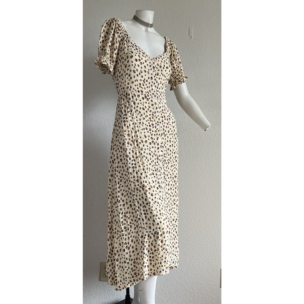 KIVARI Valentina Button Front Midi Dress Leopard Small Excellent - Picture 11 of 11